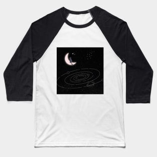 Universal Cat on Moon Baseball T-Shirt